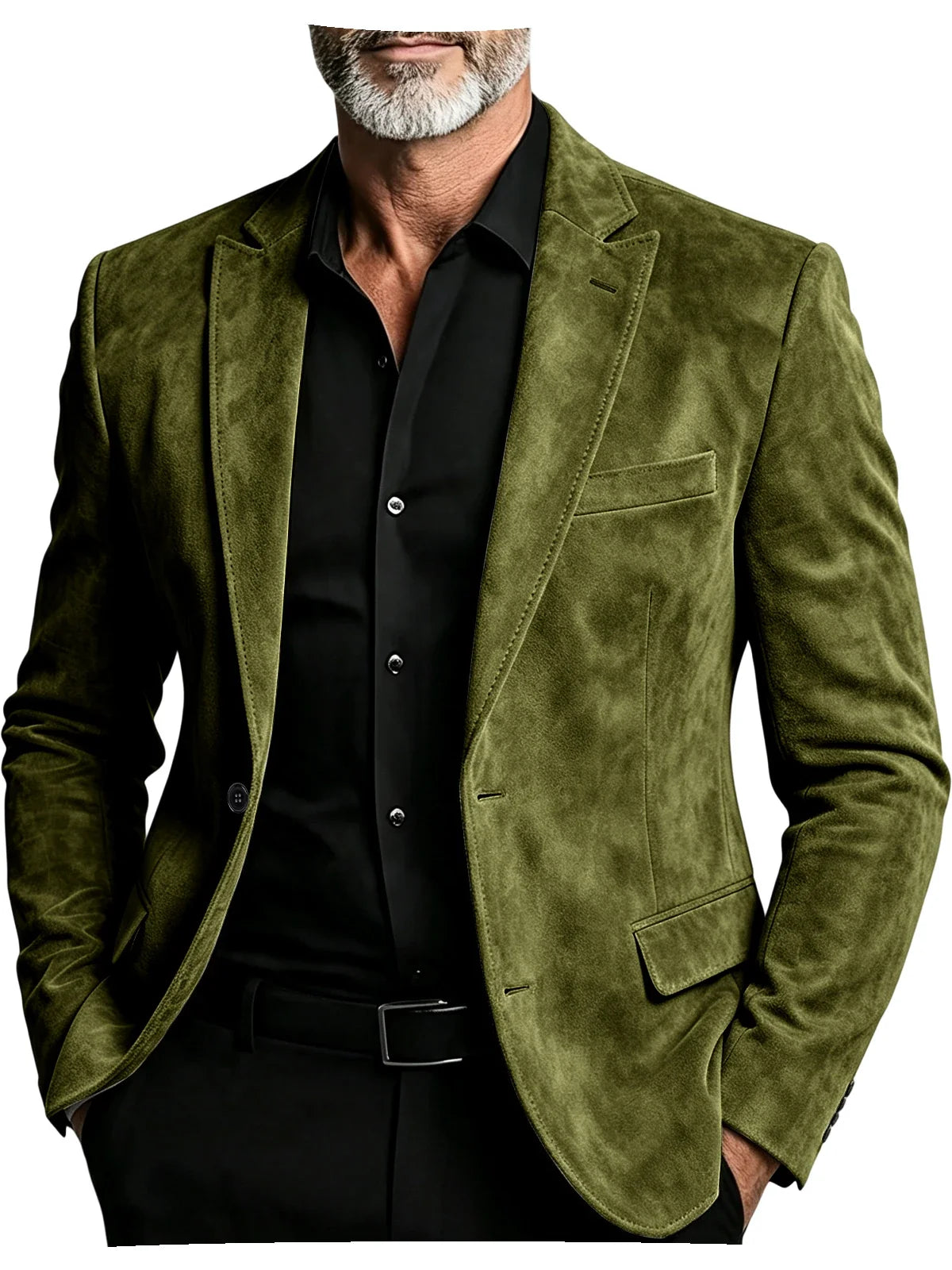 Luxury Men's Suede Blazer Notched Lapel Casual Business Sport Coat Slim Fit Gentleman Formal Wedding Office Suit Jacket Autumn