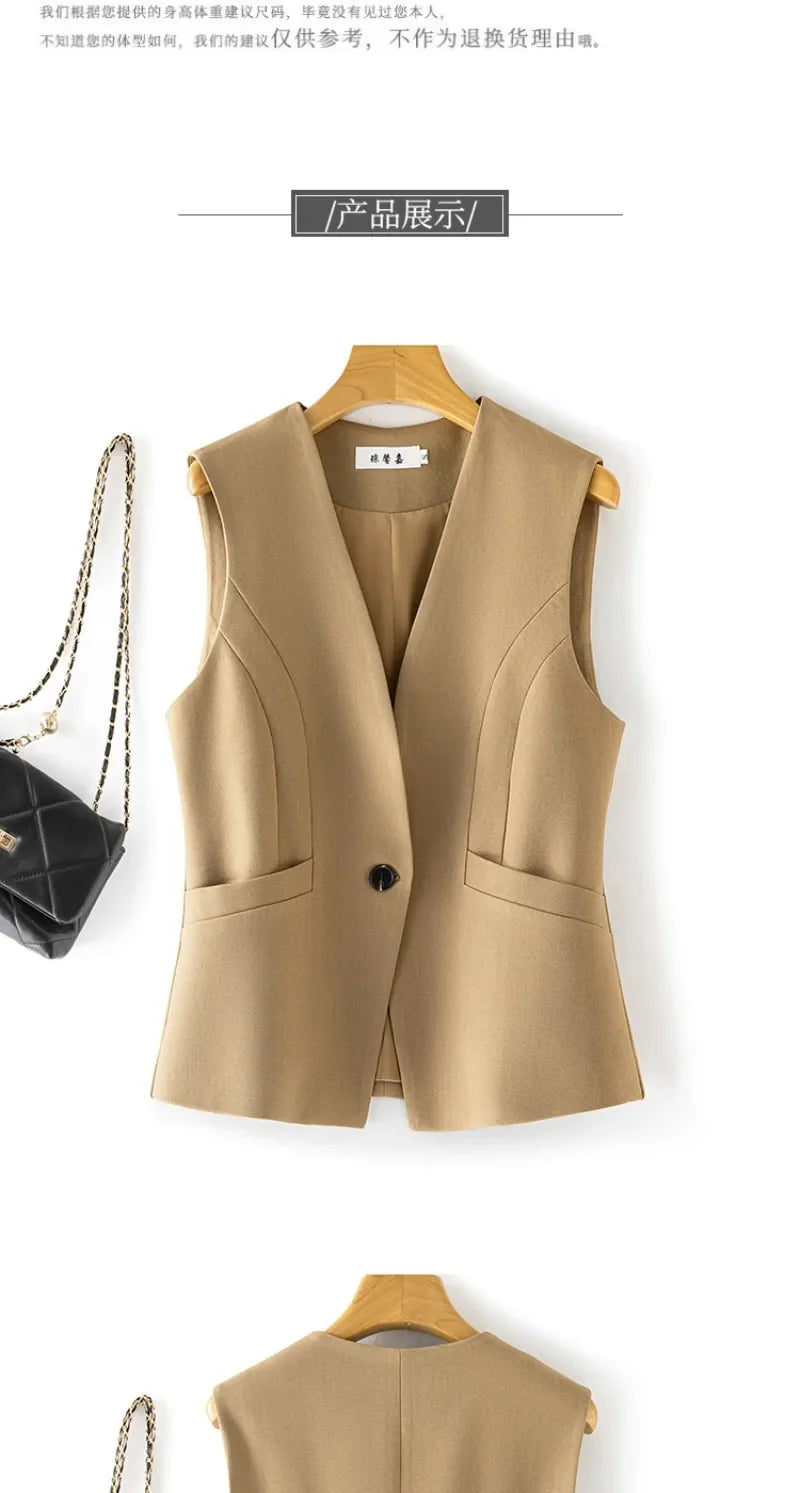 Women's Vest 2026 Spring Autumn Sleeveless Short Jacket New Commuter Versatile Female Waistcoat Tops Outerwear Chaleco Mujer