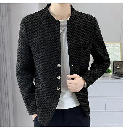 Blazer Fashionable Outdoor Travel Trend Gentleman Youthful Wedding Versatile Host Casual Korean Style Checkered Men's Blazer