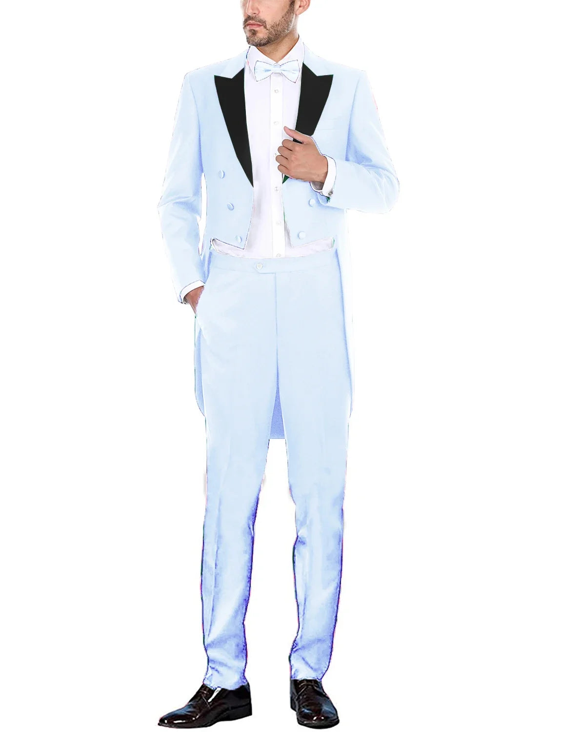 Classic Men Suits Solid Long Tailcoat Wedding Groom Tuxedos Morning Dinner Groomsmen Fromal Party Suits 2 Pieces Blazer Pants