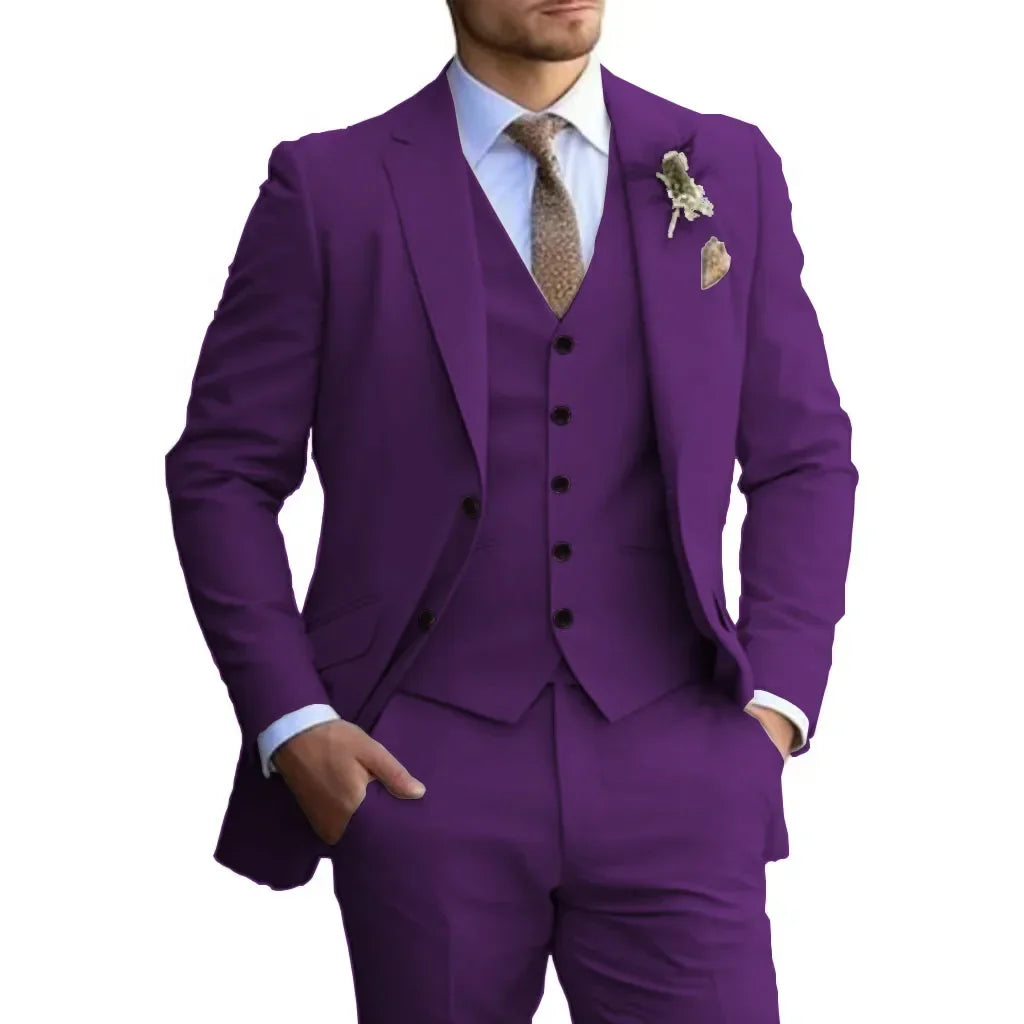 Customized Tuxedo Elegant Suit For Men 3 Piece Blazer Vest And Pant Set Notched Lapel High Quality Suit For Men Wedding suits