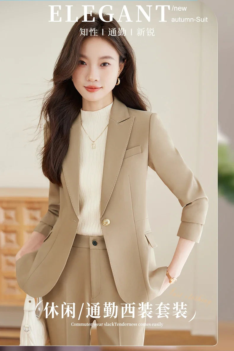 Fashionable professional women's clothing, high quality two-piece pants + blazer. Elegant, exquisite, comfortable