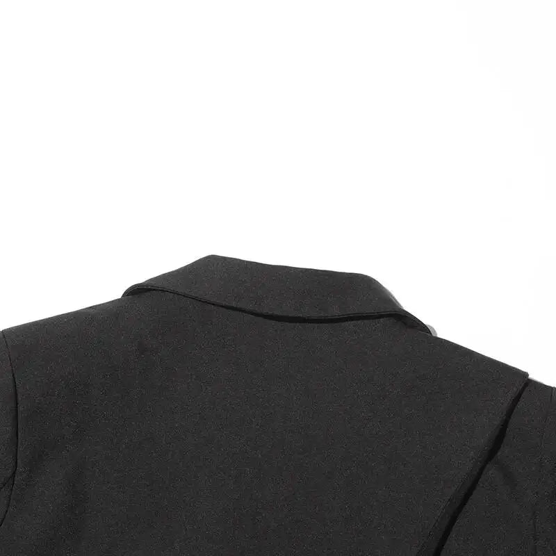 Women Blazer Asymmetric Single Breasted Waist Hollow Out Ruched Slim Fit Elegant Fashion High-end Dresses New Spring HK8685