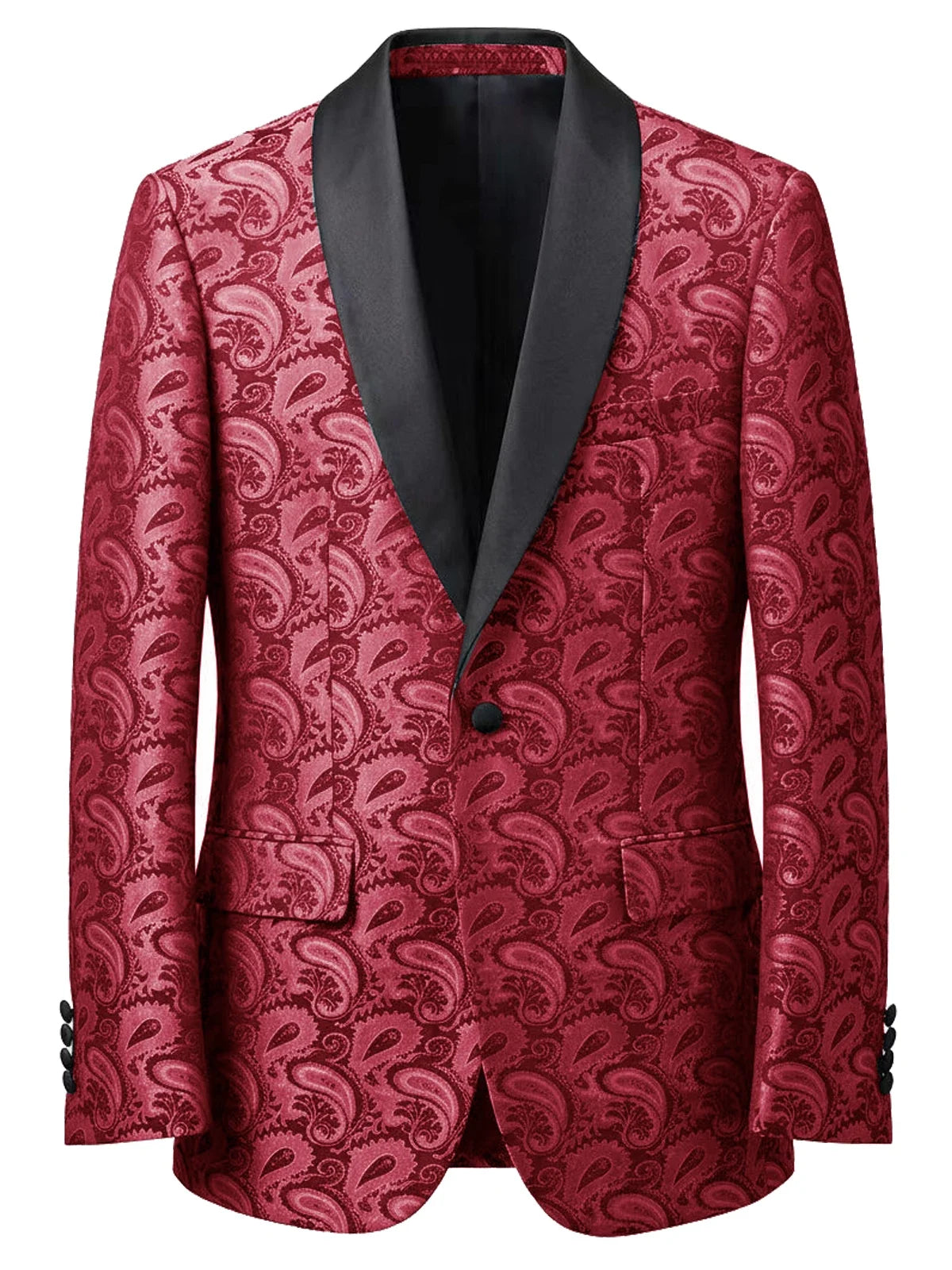 Men's Tuxedo Blazer Paisley Jacquard Shawl Lapel Single Button Slim Fit Jacket for Wedding Party Prom