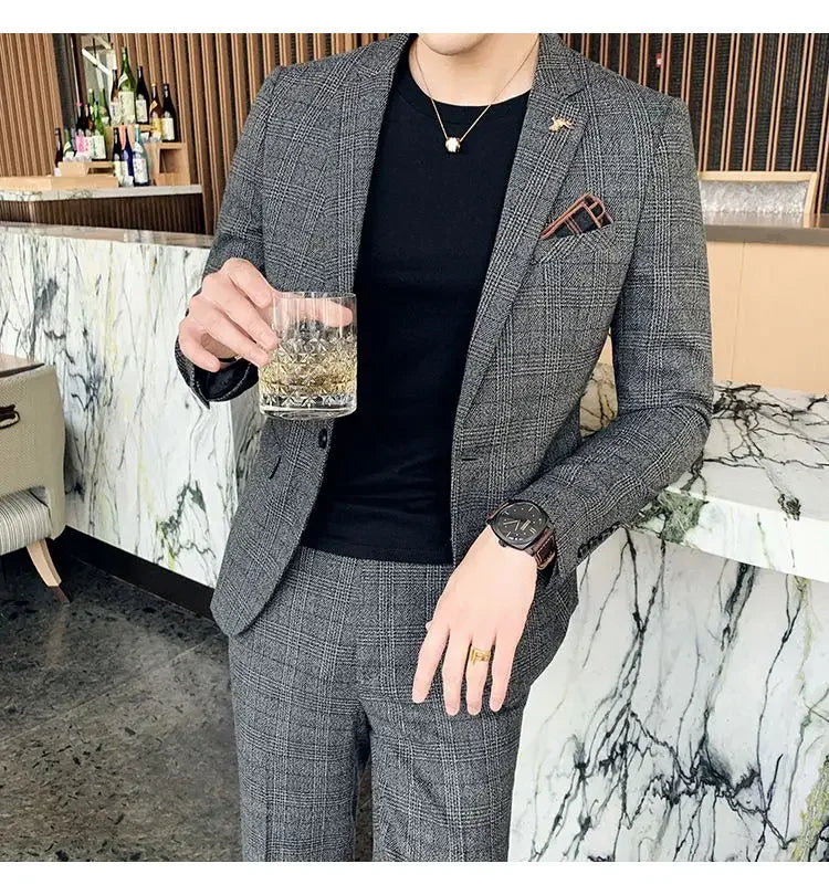 Men's Hemp Linen Suit (Blazer + Pants) – Smart Casual British Style for Business, Wedding & Everyday Wear