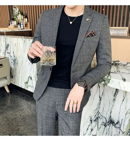 Men's Hemp Linen Suit (Blazer + Pants) – Smart Casual British Style for Business, Wedding & Everyday Wear