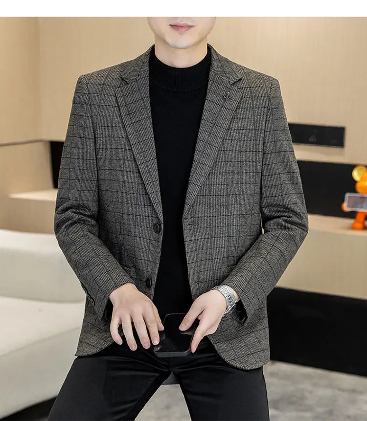 Men's Single Breasted Blazer Smart Casual Autumn Jacket