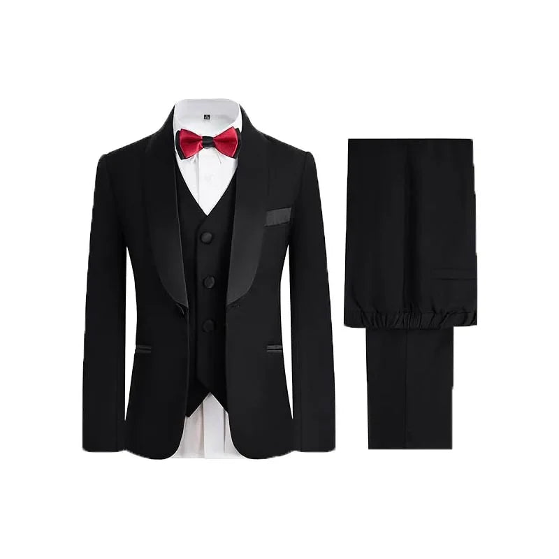 4Pieces/Set Jacket Vest Pants Bowtie Child White Piano Violin Dress Gentleman Kids Slim Prom Suit Boys Dance Performance Costume