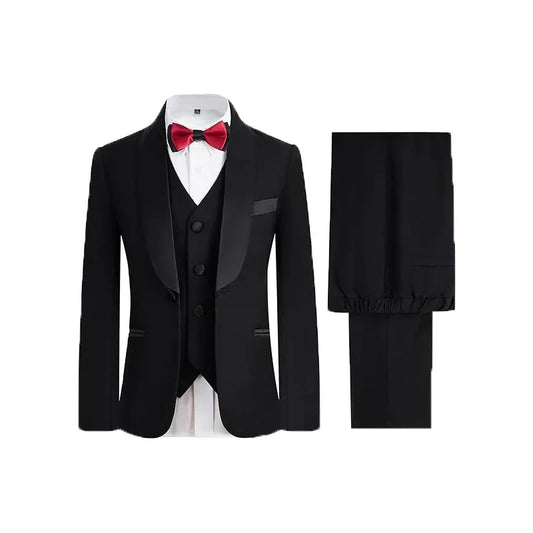 4Pieces/Set Jacket Vest Pants Bowtie Child White Piano Violin Dress Gentleman Kids Slim Prom Suit Boys Dance Performance Costume