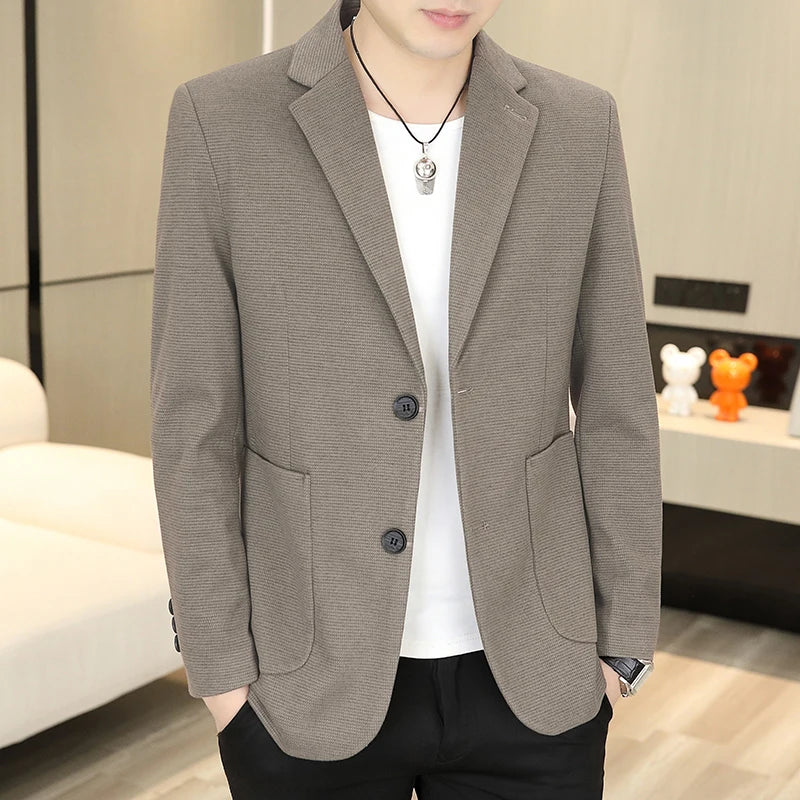 Blazer Men Business Gentleman Leisure Korean Wedding Fashion Trend, Slimming, Versatile, High-end Casual, High-end Woolen Blazer