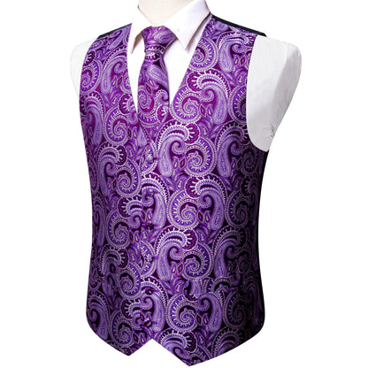 Men's Vest Paisley V-Neck Single Breasted Formal Waistcoat for Wedding Business Party