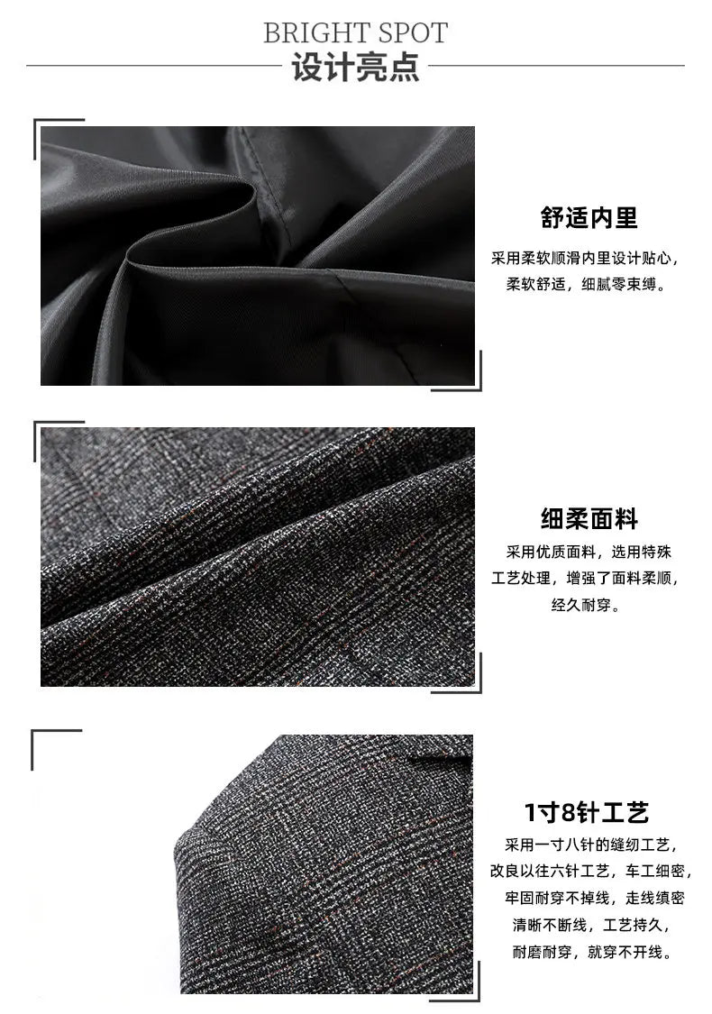 Blazer Autumn and Winter Men's Fashion Business Outdoor Travel Checkered Wedding Youth Slimming Casual High Formal Wear Blazer