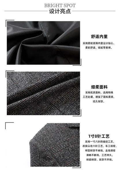 Blazer Autumn and Winter Men's Fashion Business Outdoor Travel Checkered Wedding Youth Slimming Casual High Formal Wear Blazer