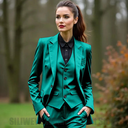 Women 3 Piece Suit Set Blazer Vest Pants Slim Fit Office Business Party Formal Attire Customizable Size for Ladies