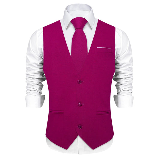 Men's Vest V-Neck Single Breasted Waistcoat with Adjustable Back Belt for Weddings and Business Casual