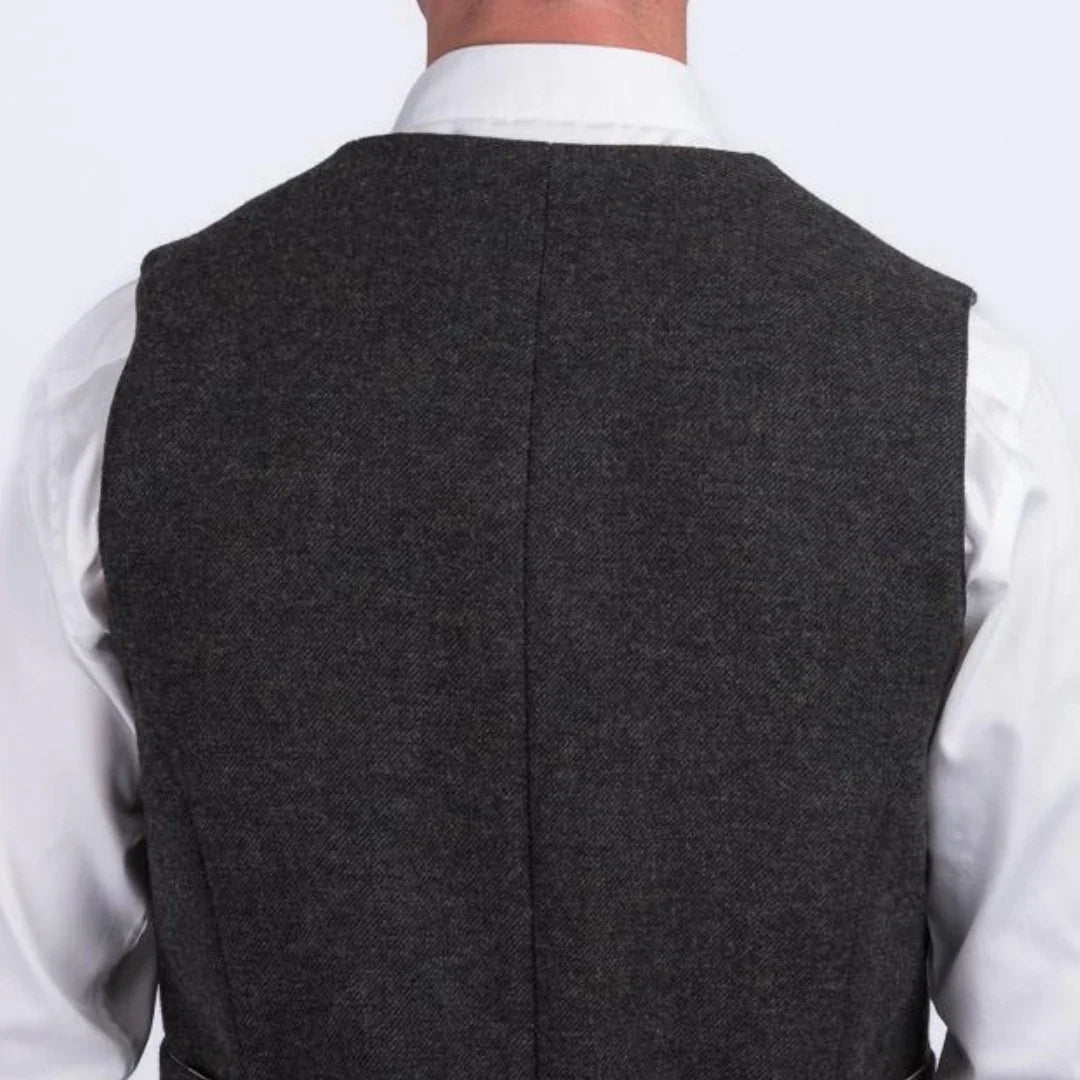 Men Vest Herringbone Single Breasted V-Neck Waistcoat for Wedding Business Formal Wear