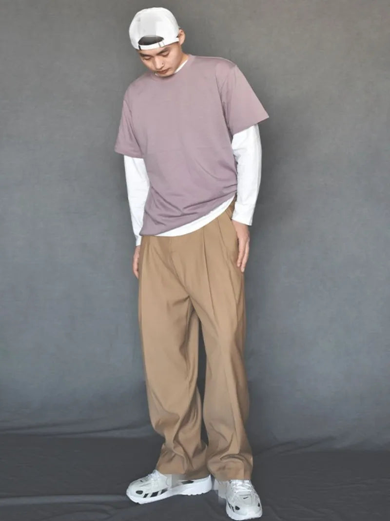 Mens Fashion Matching Set Loose Fit Single Breasted Blazers Straight Pants Business Casual Office Work Outfits Oversize Suits