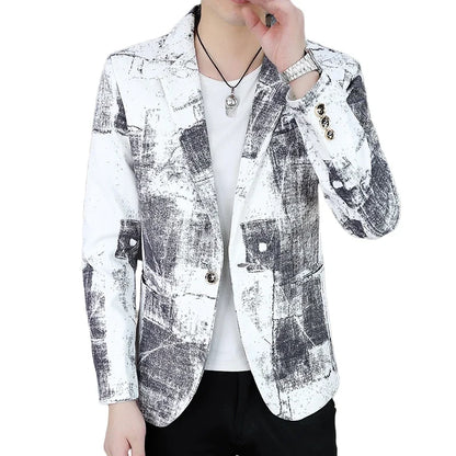 Blazer Men's Business Gentleman Wedding Fashion Versatile Trendsetter Comfortable To Wear Best Man Print Slim and Casual Blazer