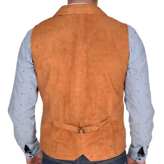Men's Formal Vest – Orange Velvet Single Button Waistcoat for Weddings & Special Occasions