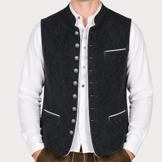 Men's Formal Vest Single Breasted High Collar Waistcoat for Wedding & Business
