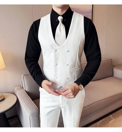Men's Slim Fit 3-Piece Suit for Weddings, Parties & Formal Occasions – White, Red, Black