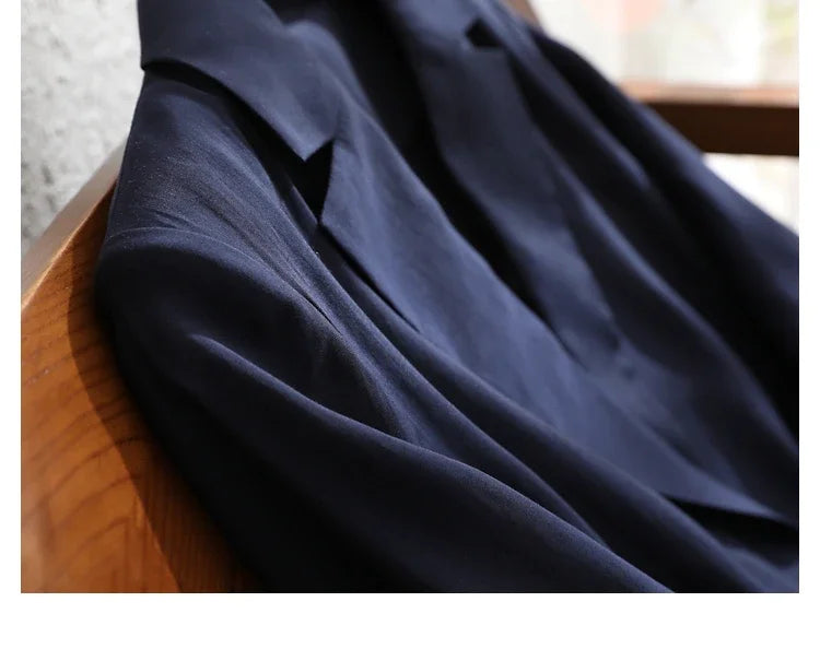 Casual Lyocell Suit Blazers Women 2026 Autumn Fashion Transparent Lightweight Three Quarter Sleeve Office Ladies Blazers