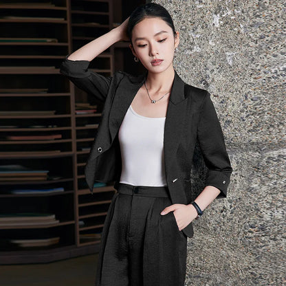 Fashion Office Ladies Blazer and Pants Suit Formal Angola Red Women Jacket Trouser Women Business Work Wear 2 Piece Set