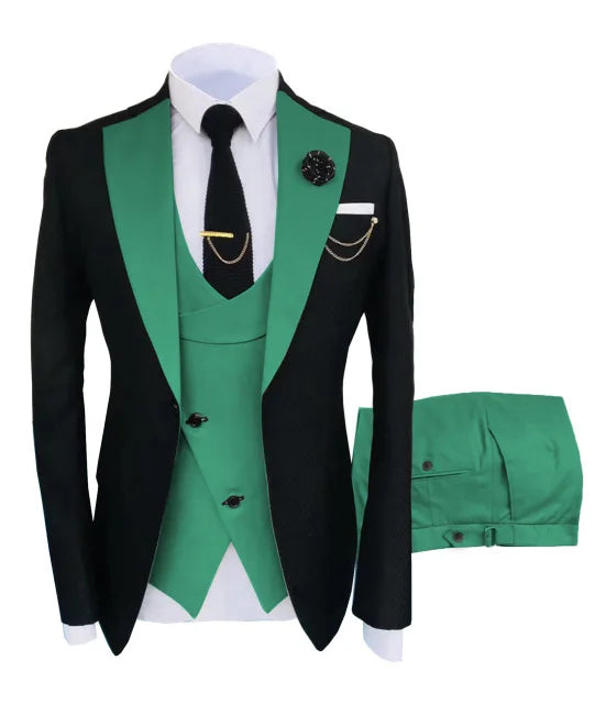 Slim Fit Men Wedding Suits Slim Fit Business Suits Groom Black Tuxedos for Formal Wedding Suits Jacket Pant Vest 3 Pieces