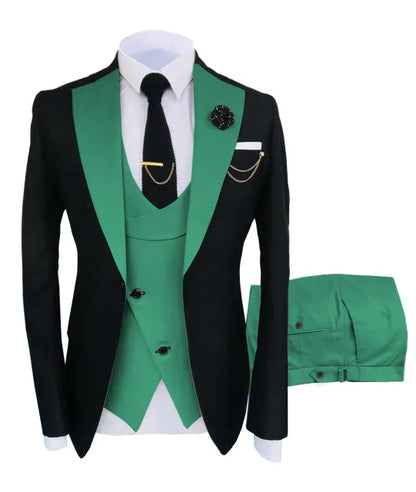 Slim Fit Men Wedding Suits Slim Fit Business Suits Groom Black Tuxedos for Formal Wedding Suits Jacket Pant Vest 3 Pieces