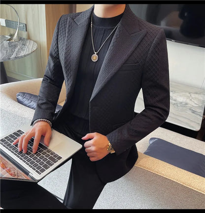 Autumn Winter Single Breasted Wedding Suit Jacket for Men Business Casual Slim Fit Blazers Banquet Party Social Suit Jackets