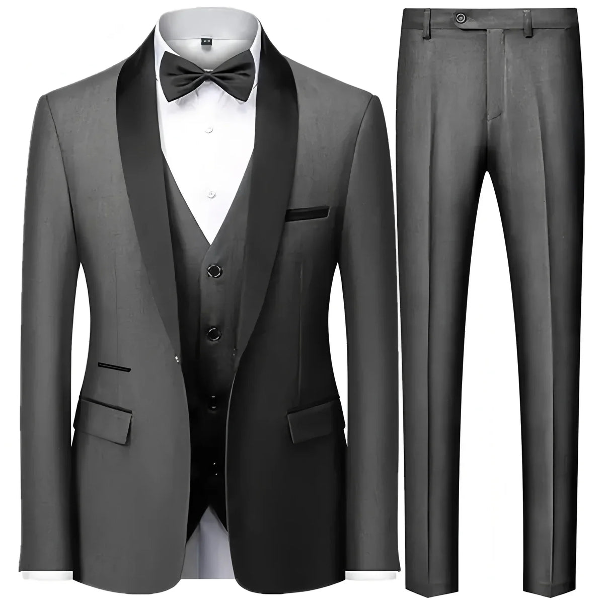 Ensemble Blazer Noir Homme Automne Mariage Soirée 3 Pièces Grande Taille Manteau Blazer, Pantalon et Gilet Homme Noir Mode Costumes Slim Fit