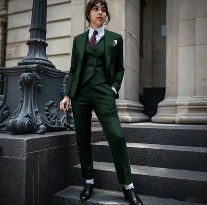 Powerful Black Women 3 Piece Suit Classic Single Breasted Jacket Vest Pants Set Elegant Office Business Formal Lady Outerwears