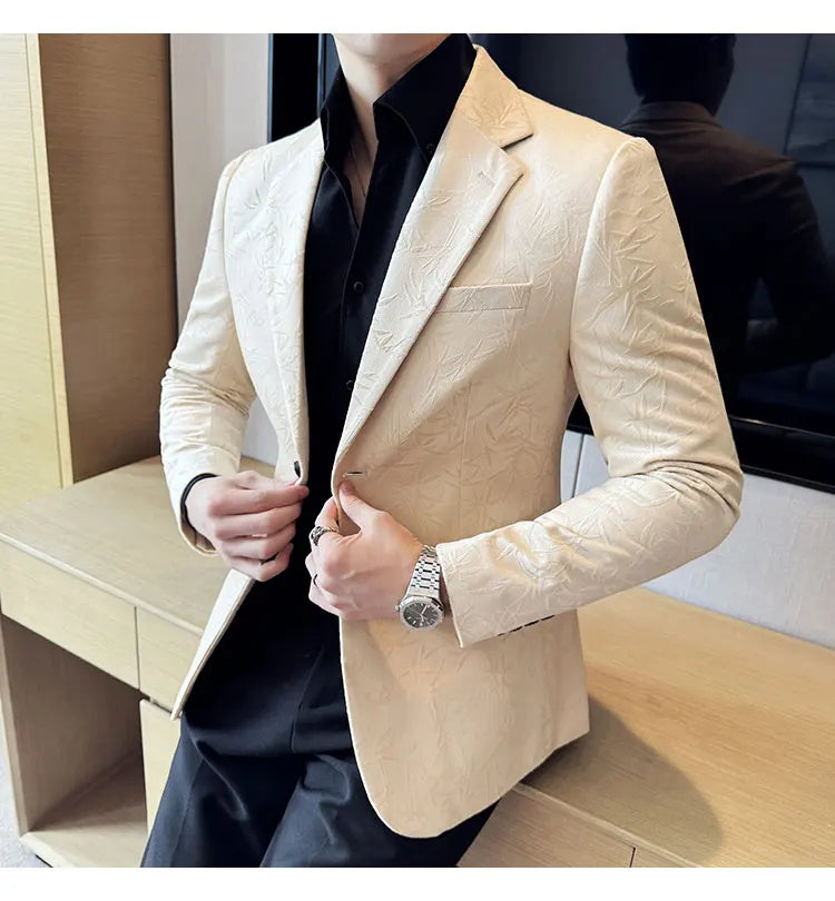 British Style Velvet Men Blazers Autumn Winter Slim Fit Casual Business Suit Jackets Wedding Groom Banquet Formal Coats