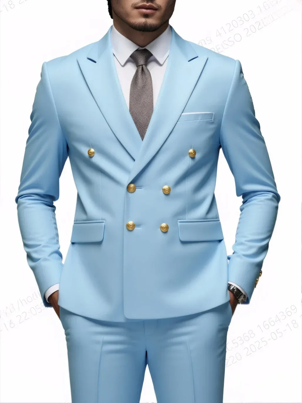 Fashion New Men's Leisure Boutique Business Banquet Solid Color Wedding Double Breasted Slim Fit Suit Blazers Jacket Pants