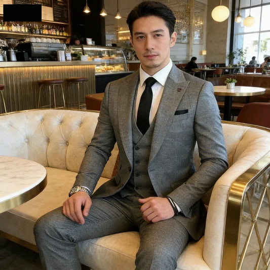 Men's Slim Fit Suit Set One Button Peak Lapel Jacket and Trouser for Weddings and Formal Events