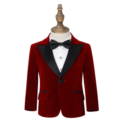 Boys Formal Wedding Birthday Party Wear Kids Piano Host Speech Performance Costume Children's Blazer Pants Bowtie