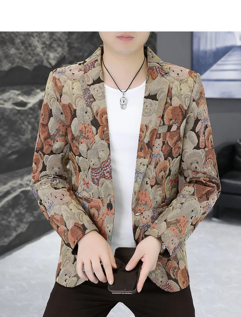 Blazer Men's fashion outdoor travel gentleman wedding Slimming Business versatile Trendy Casual Korean-style formal wear Blazer