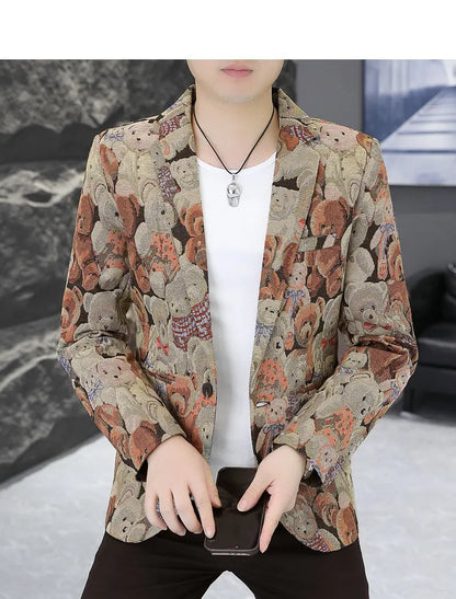 Blazer Men's fashion outdoor travel gentleman wedding Slimming Business versatile Trendy Casual Korean-style formal wear Blazer