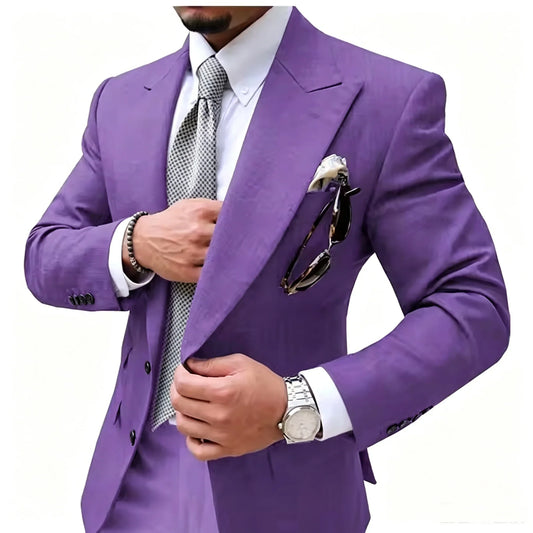 Classic Summer Men's Suit 2 Pieces Formal Wedding Jacket Pants Set Causal Business Blazer Groom Tuxedo Party Suit for Men