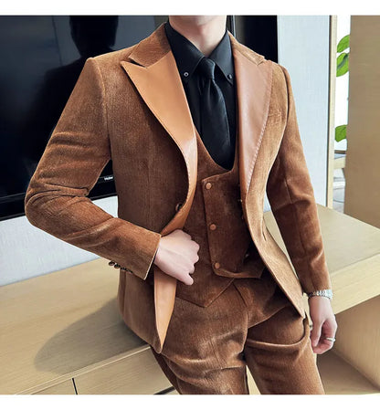Men's Slim Fit 3-Piece Suit – Smart Casual & Wedding Formal Set