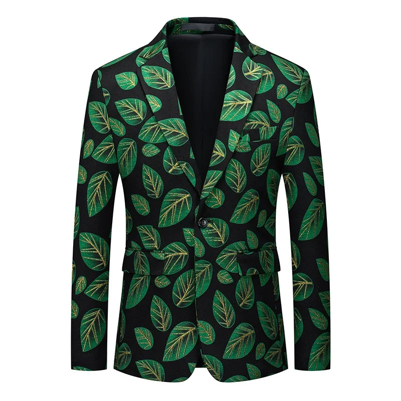 Men's Jacquard Blazer Slim Fit Single Breasted Smart Casual & Formal Wedding Jacket