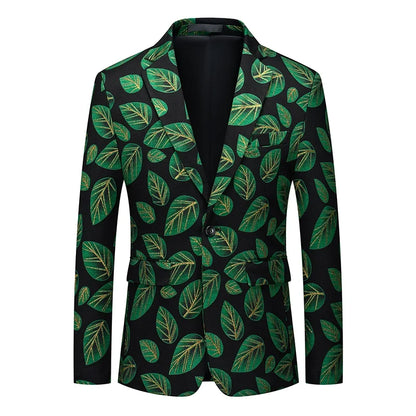 Men's Jacquard Blazer Slim Fit Single Breasted Smart Casual & Formal Wedding Jacket