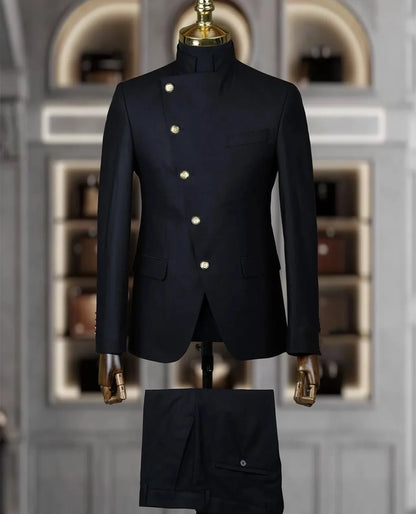 Costume Homme Cintrée 2 Pièces Uni pour Marié, Ensemble Blazer et Pantalon, Formel et Élégant, pour Fête, Bal de Fin d'Année, Banquet (Veste + Pantalon)