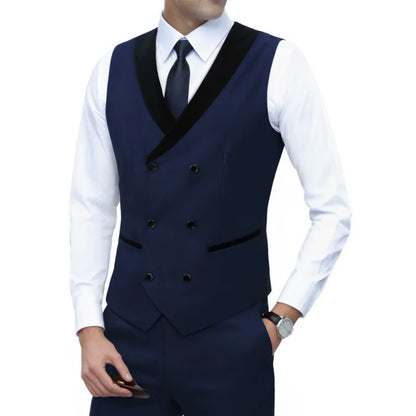 Men's Corduroy Vest Double-Breasted Slim Fit Waistcoat for Business Casual & Formal Occasions