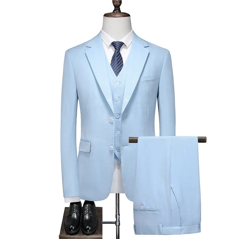 Men's Three-Piece Suit – Double Breasted Slim Fit Formal Suit for Men in Multiple Colors