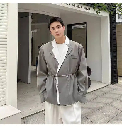 Collar Double 2026 Contrast Spring Layer New Color Casual Blazer Coat Men's Fashion Handsome Elegant Male Clothes JY8406