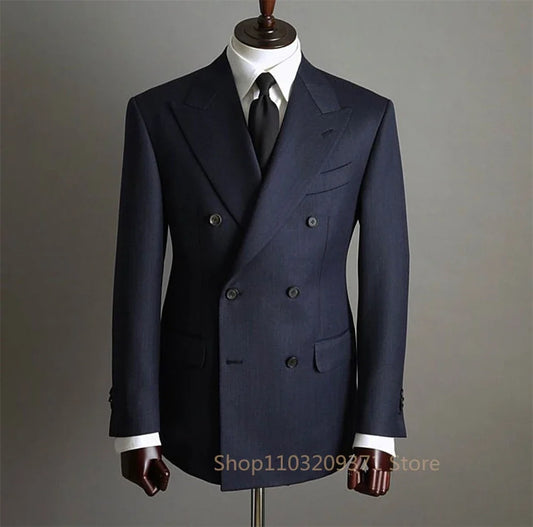 Men's Single Breasted Formal Suit Set – Turndown Collar Blazer for Wedding & Business