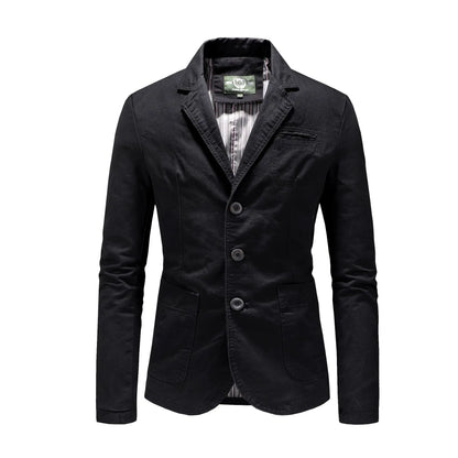 New Men's Blazers Male Male Spring Autumn Pure Cotton Solid Casual Blazer Men Clothing Outerwear Suit Jacket Coat 4XL AG818