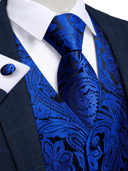 Men's Suit Vest and Tie Set – Single Breasted Waistcoat with Necktie and Pocket Square for Weddings and Business Events