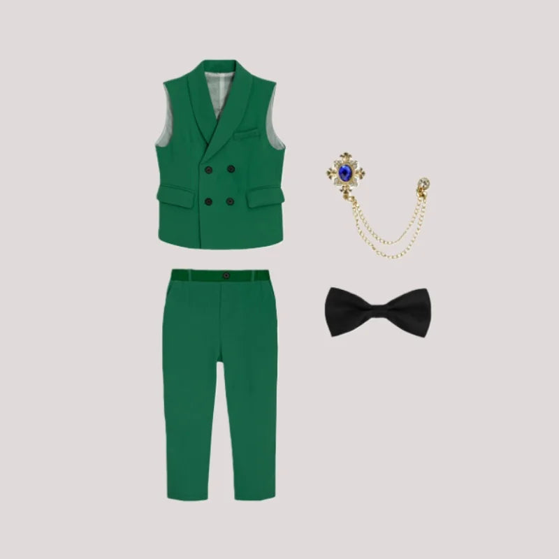 Kids Vest Pants Party Photograph Set Children Formal Wedding Suit Teenager Boys Birthday Tuxedo Party Dress Child Dance Costume